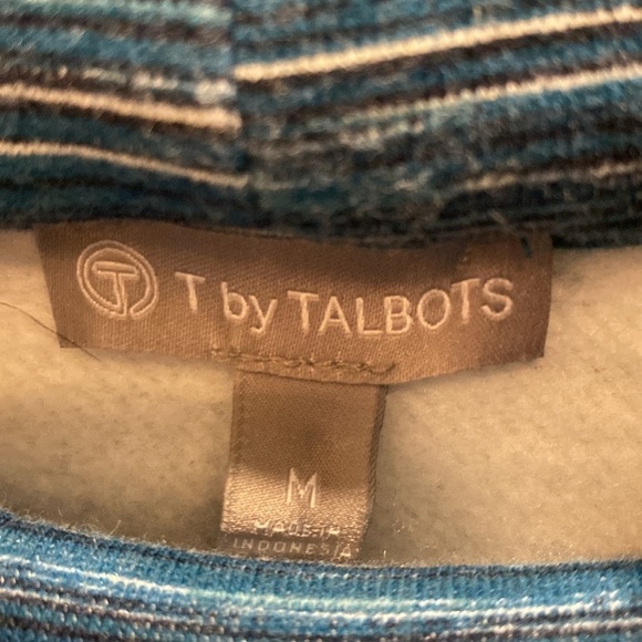 T by Talbots L/S Funnel Neck Spacedye Sweatshirt Teal Size Medium - Picture 3 of 9